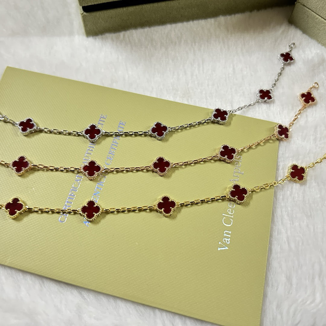 [¡®Loco¡¯]CLOVER 6 MOTIF RED AGATE BRACELET