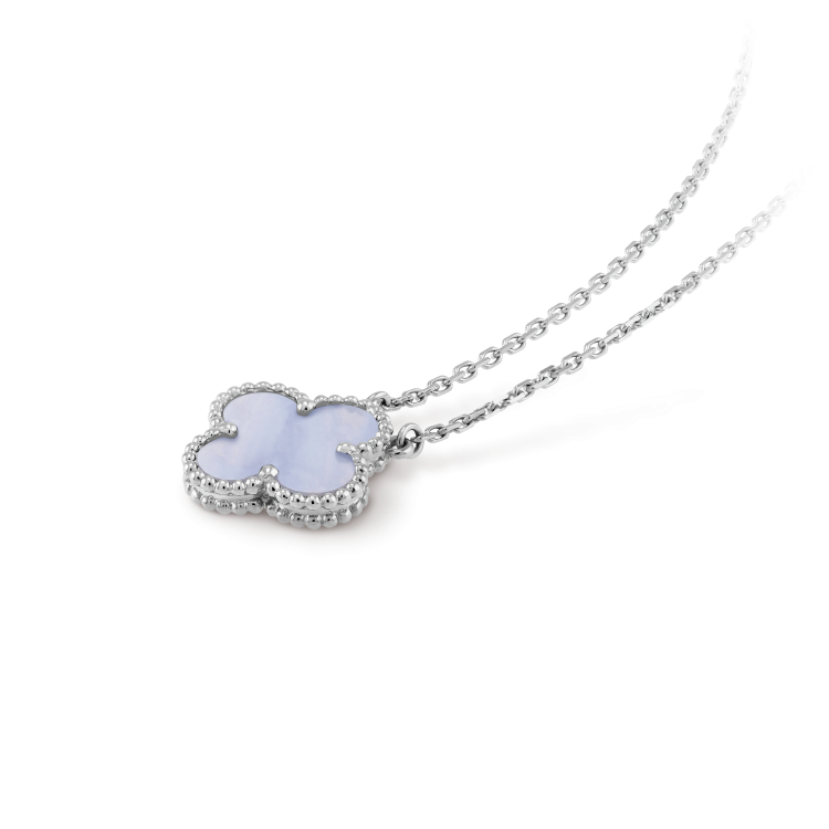 ¡®Loco¡¯CLOVER 15MM BLUE CHALCEDONY NECKLACE SILVER