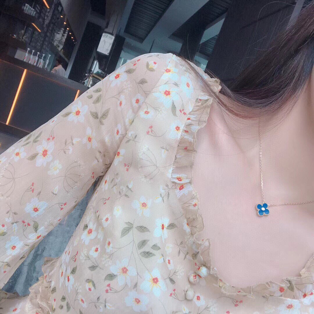 ¡®Loco¡¯CLOVER 15MM DIAMOND AND BLUE AGATE NECKLACE