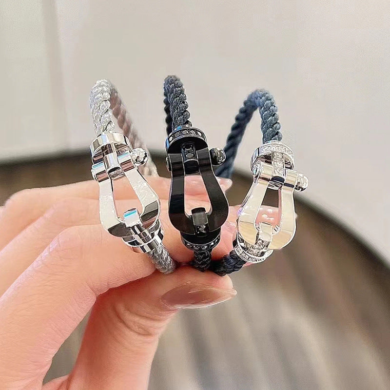 ¡®Loco¡¯FORCE LARGE HORSESHOE HALF DIAMOND BRACELET SILVER