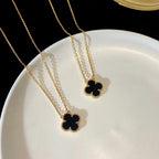 ¡®Loco¡¯CLOVER 15MM BLACK ONYX SINGLE FLOWER NECKLACE