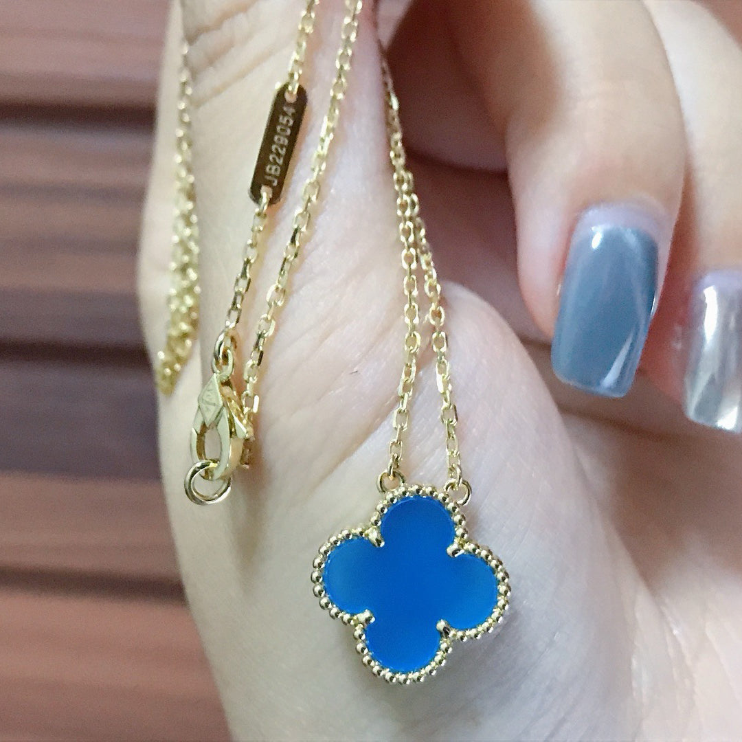 ¡®Loco¡¯CLOVER 15MM BLUE AGATE NECKLACE