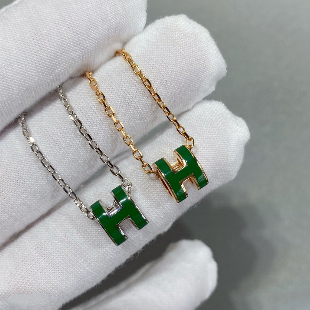 ¡®Loco¡¯POP H GREEN NECKLACE SILVER AND GOLD