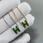 ¡®Loco¡¯POP H GREEN NECKLACE SILVER AND GOLD