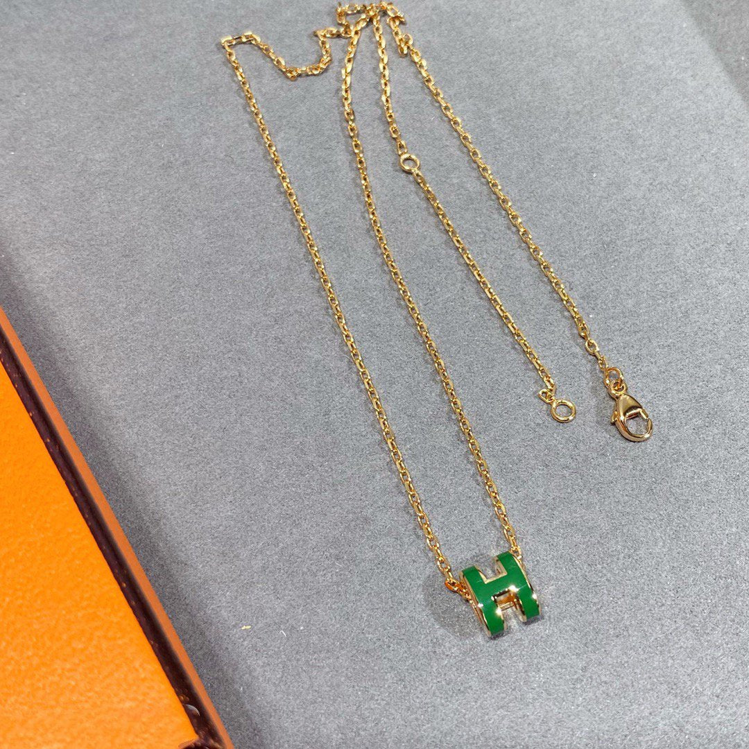 ¡®Loco¡¯POP H GREEN NECKLACE SILVER AND GOLD
