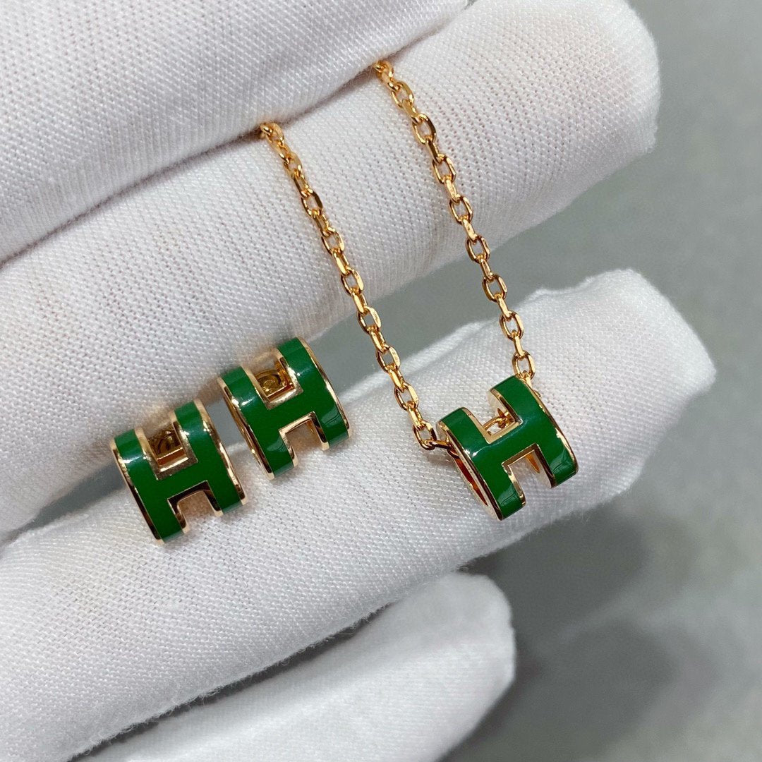 ¡®Loco¡¯POP H GREEN NECKLACE SILVER AND GOLD