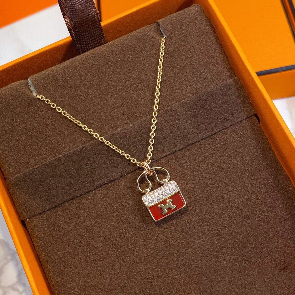 ¡®Loco¡¯CONSTANCE RED PEDANT PINK GOLD NECKLACE