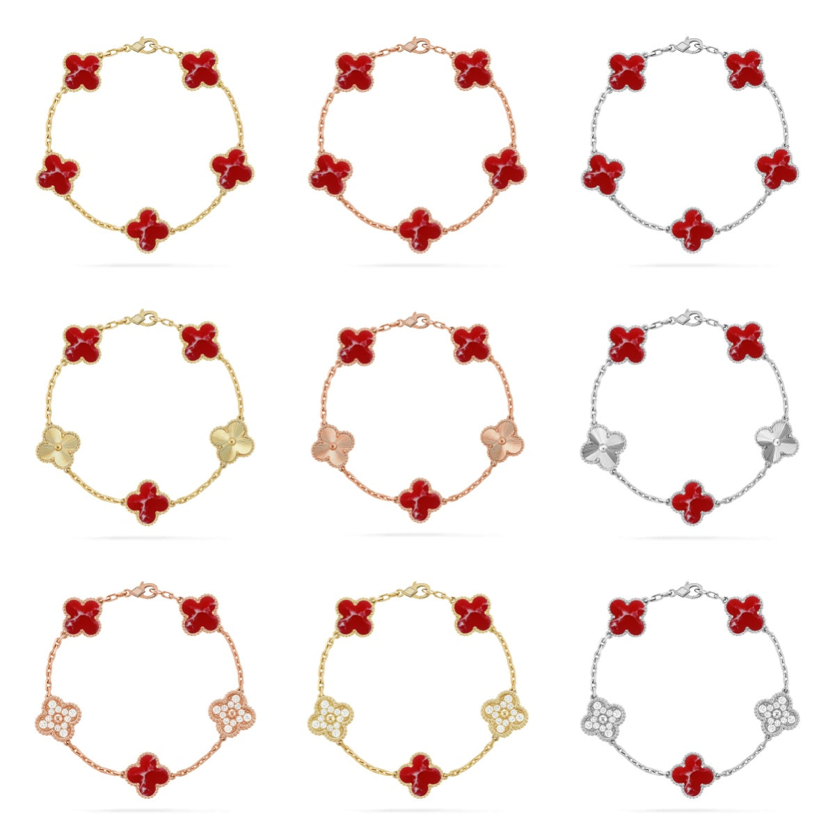 [Loco]New CLOVER 5 MOTIF RED PATTERN BRACELET COLLECTION