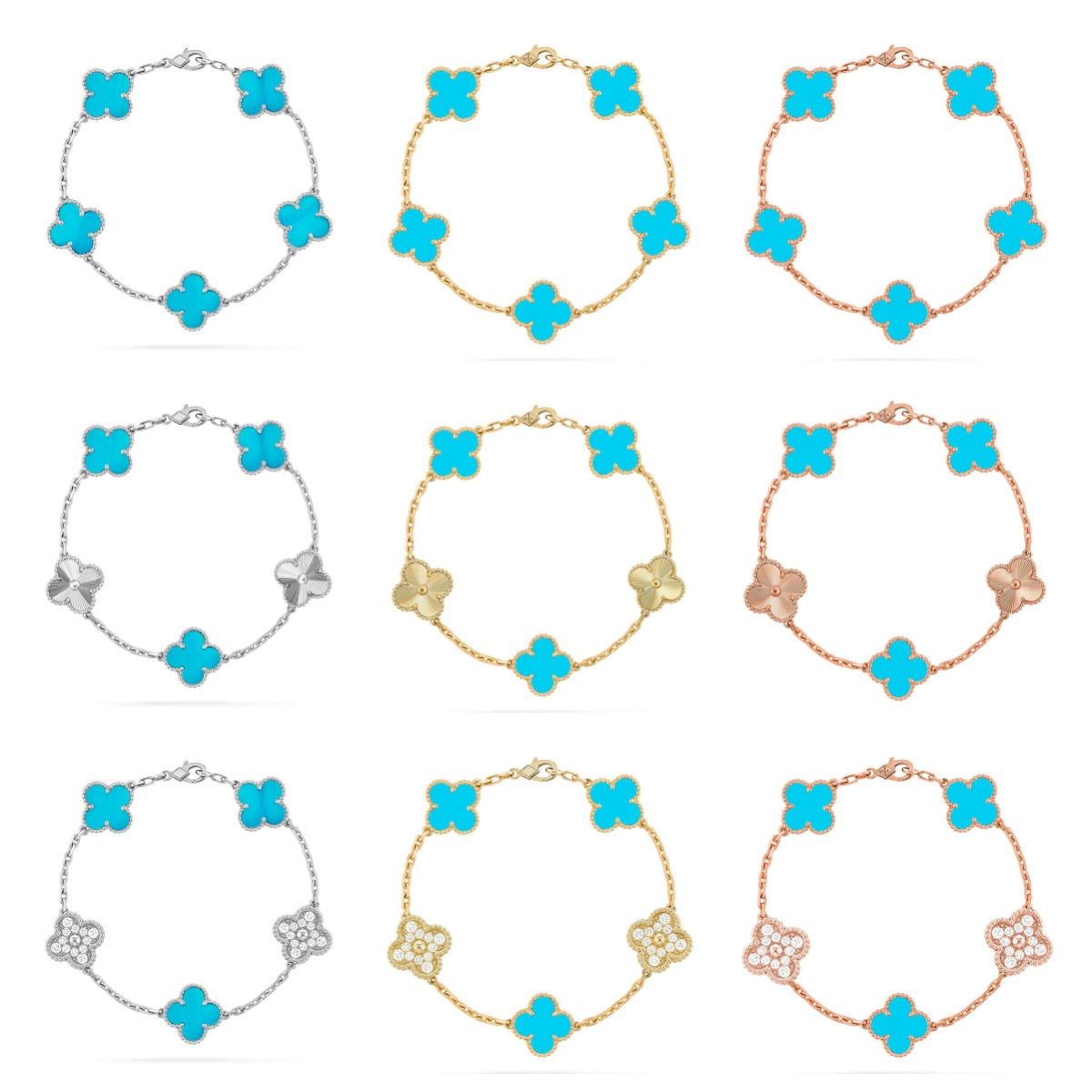 [Loco]New  CLOVER 5 MOTIF TURQUOISE BRACELET COLLECTION
