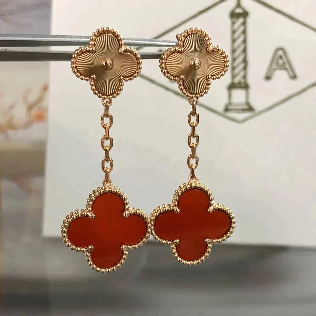 ¡®Loco¡¯CLOVER 2 MOTIF  LASER CARNELIAN EARRINGS