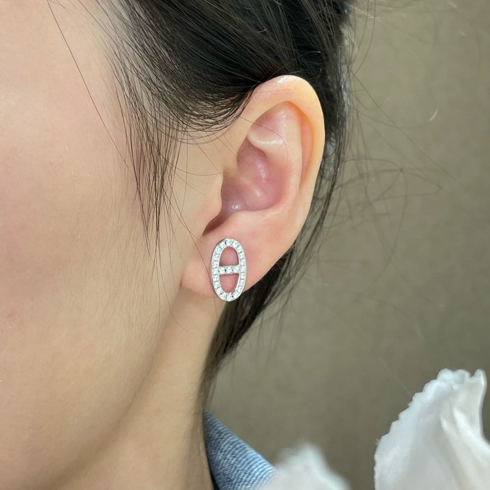 ¡®Loco¡¯HM FULL DIAMOND PIG NOSE STUD EARRINGS