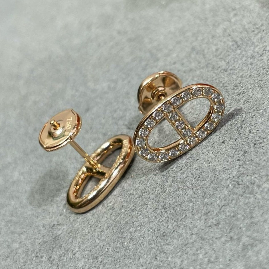 ¡®Loco¡¯HM FULL DIAMOND PIG NOSE STUD EARRINGS