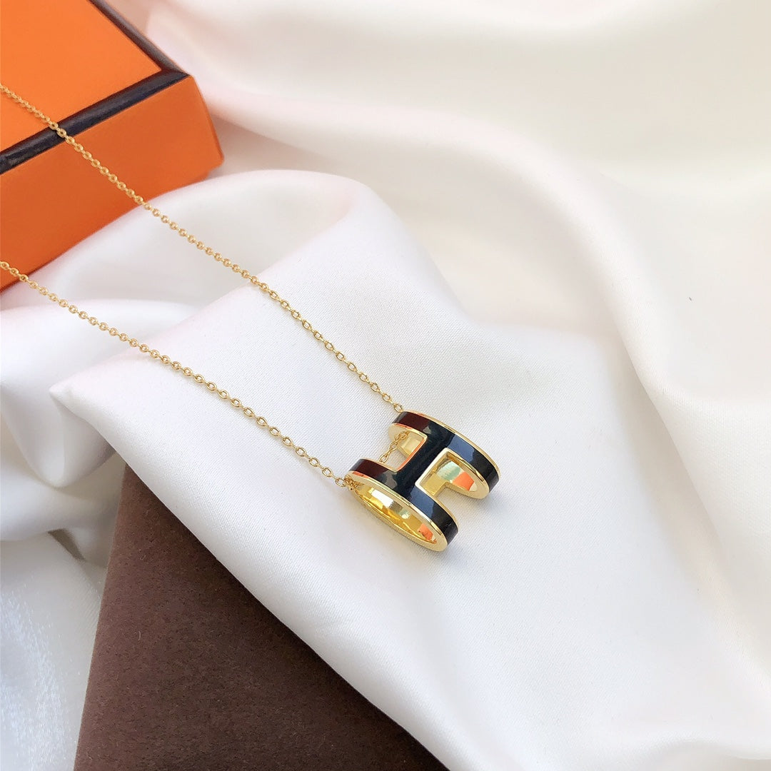 ¡®Loco¡¯HM CLIC BLACK ENAMEL GOLD NECKLACE