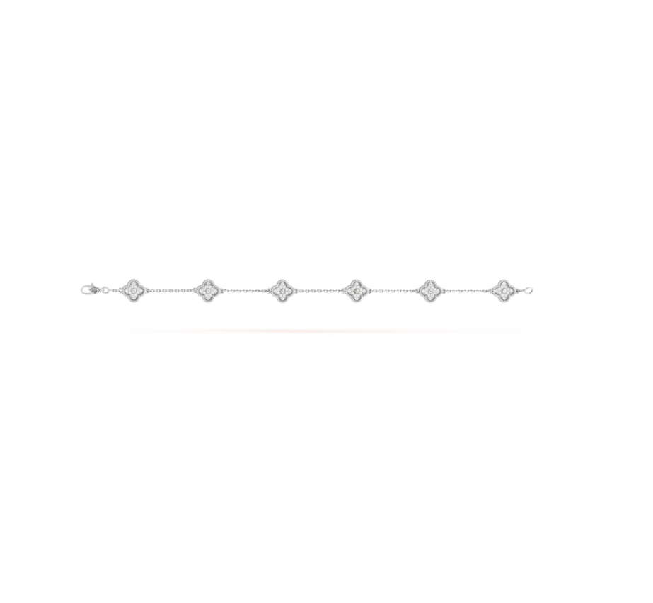 ¡®Loco¡¯CLOVER 6 MOTIF SILVER DIAMOND BRACELET
