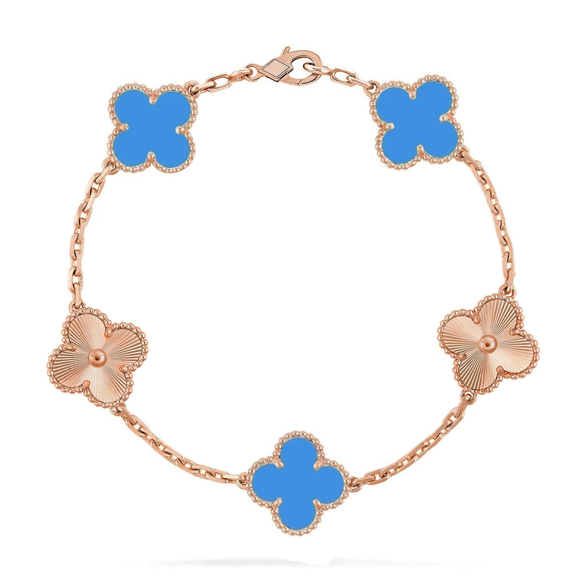 [Loco]New CLOVER 5 MOTIF BLUE AGATE BRACELET COLLECTION