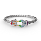 ¡®Loco¡¯FORC LARGE HORSESHOE  COLORED DIAMOND BRACELET SILVER