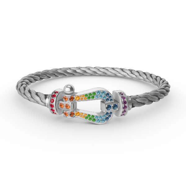 ¡®Loco¡¯FORC LARGE HORSESHOE  COLORED DIAMOND BRACELET SILVER