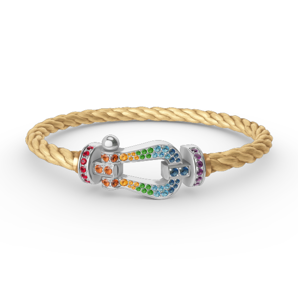 ¡®Loco¡¯FORC LARGE HORSESHOE  COLORED DIAMOND BRACELET SILVER