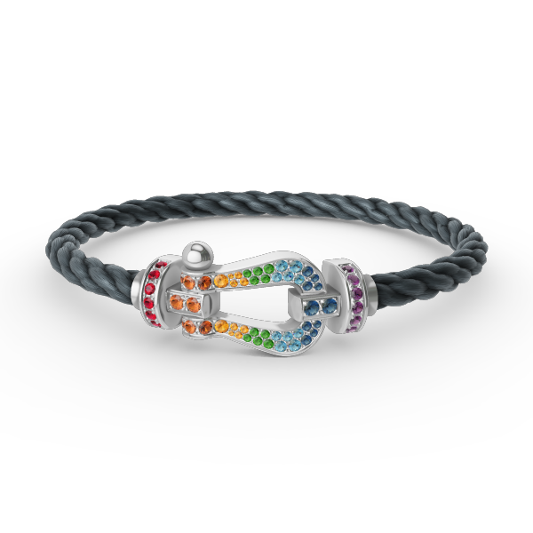 ¡®Loco¡¯FORC LARGE HORSESHOE  COLORED DIAMOND BRACELET SILVER