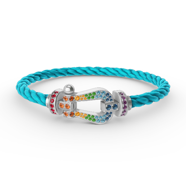 ¡®Loco¡¯FORC LARGE HORSESHOE  COLORED DIAMOND BRACELET SILVER
