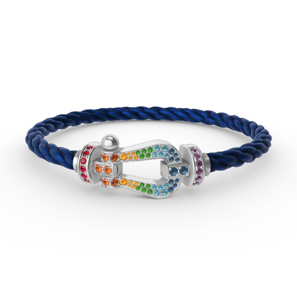 ¡®Loco¡¯FORC LARGE HORSESHOE  COLORED DIAMOND BRACELET SILVER