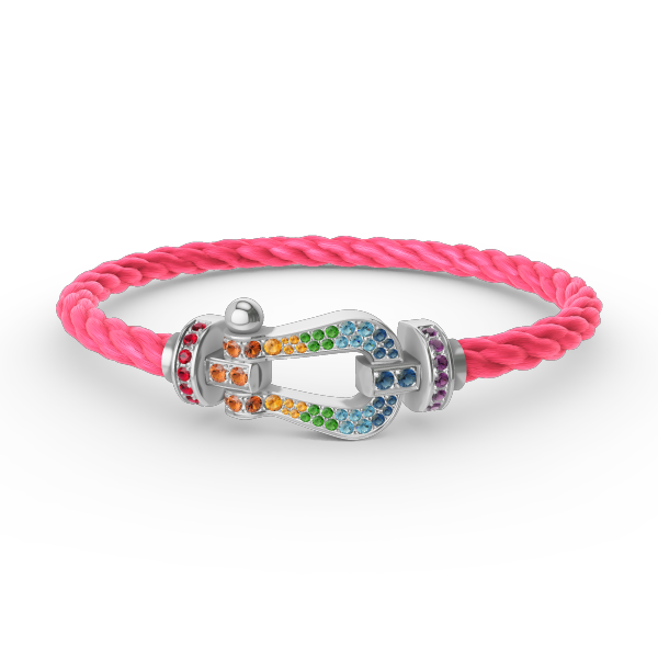 ¡®Loco¡¯FORC LARGE HORSESHOE  COLORED DIAMOND BRACELET SILVER