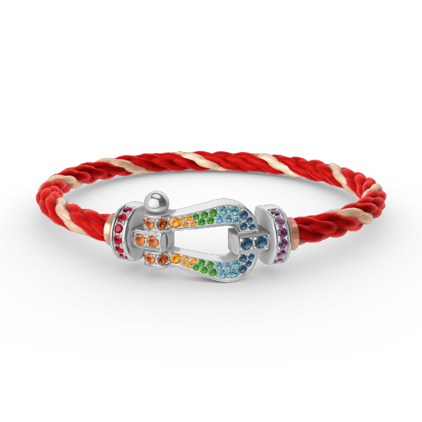 ¡®Loco¡¯FORC LARGE HORSESHOE  COLORED DIAMOND BRACELET SILVER