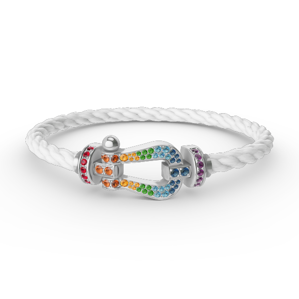 ¡®Loco¡¯FORC LARGE HORSESHOE  COLORED DIAMOND BRACELET SILVER