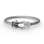 ¡®Loco¡¯FORCE LARGE HORSESHOE BLACK WHITE DIAMOND BRACELET SILVER