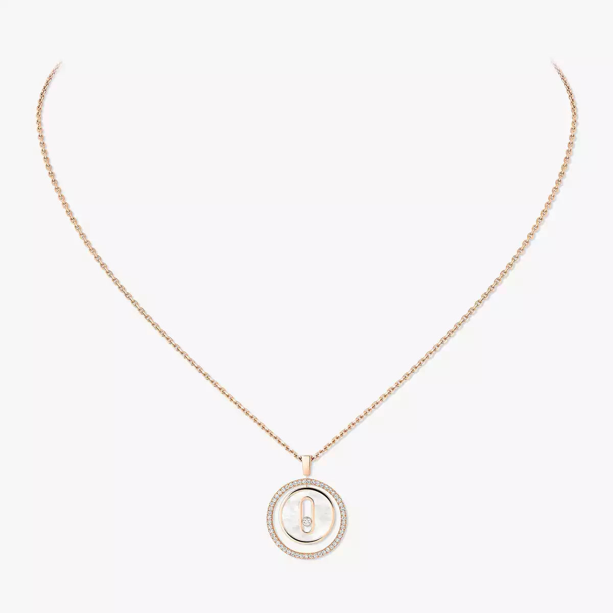 [Loco jewelrys]Lucky Move Diamond Necklace in Rose Gold and White Mother-of-Pearl
