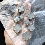 ¡®Loco¡¯CLOVER EARRINGS WHITE MOP 4 MOTIFS SILVER