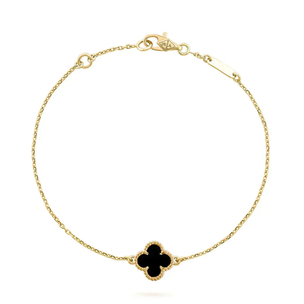 ¡®Loco¡¯CLOVER ONYX SINGLE FLOWER BRACELET