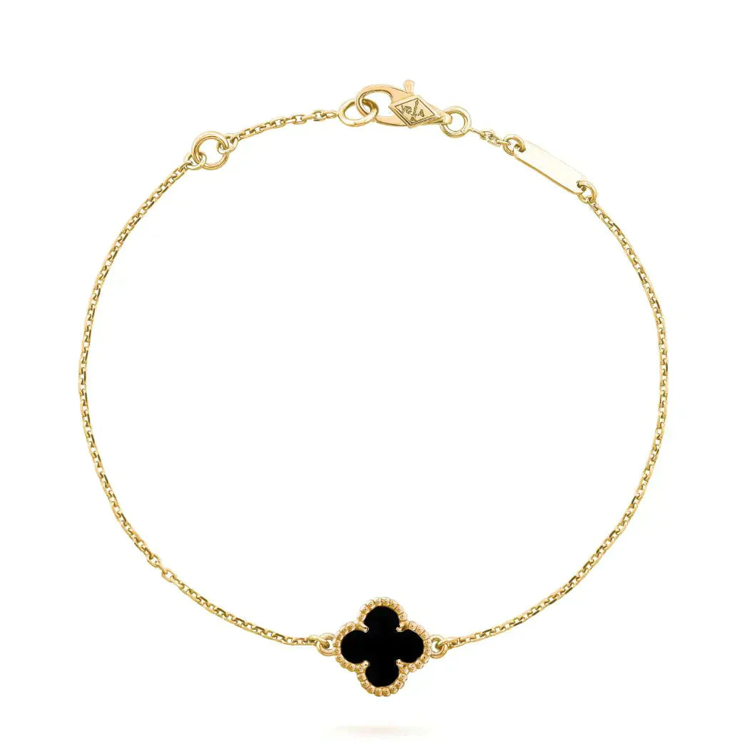 ¡®Loco¡¯CLOVER ONYX SINGLE FLOWER BRACELET