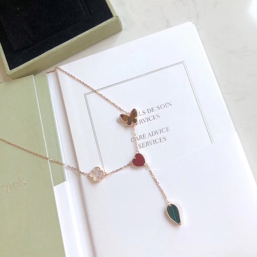 ¡®Loco¡¯LUCKY SPRING 4 MOTIFS ROSE GOLD NECKLACE